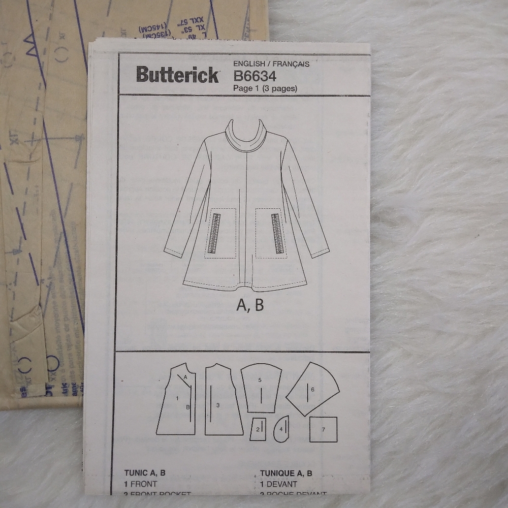 BUTTERICK B6634 SZ L-XXL Pullover Tunic Top By Katherine Tilton EASY - Picture 4 of 5